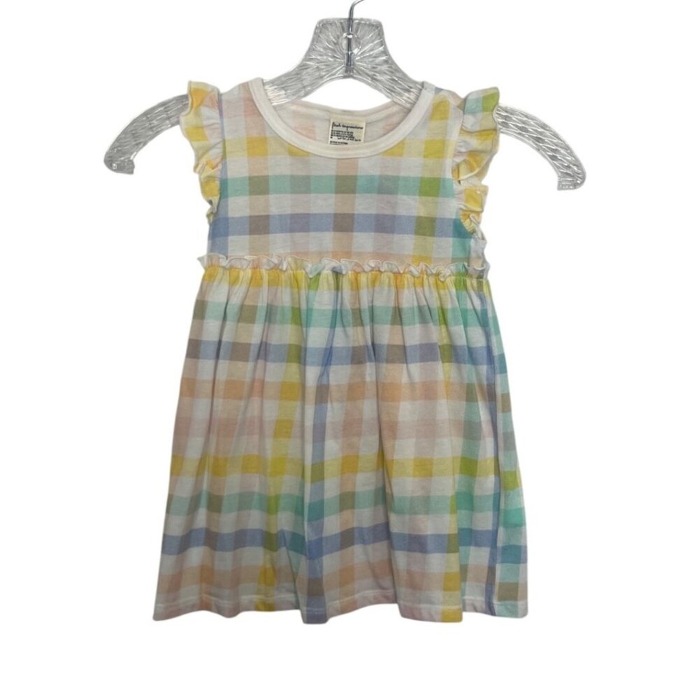 First Impressions Pastel Plaid Baby Dress 24 Months New Flutter Sleeves Cotton B